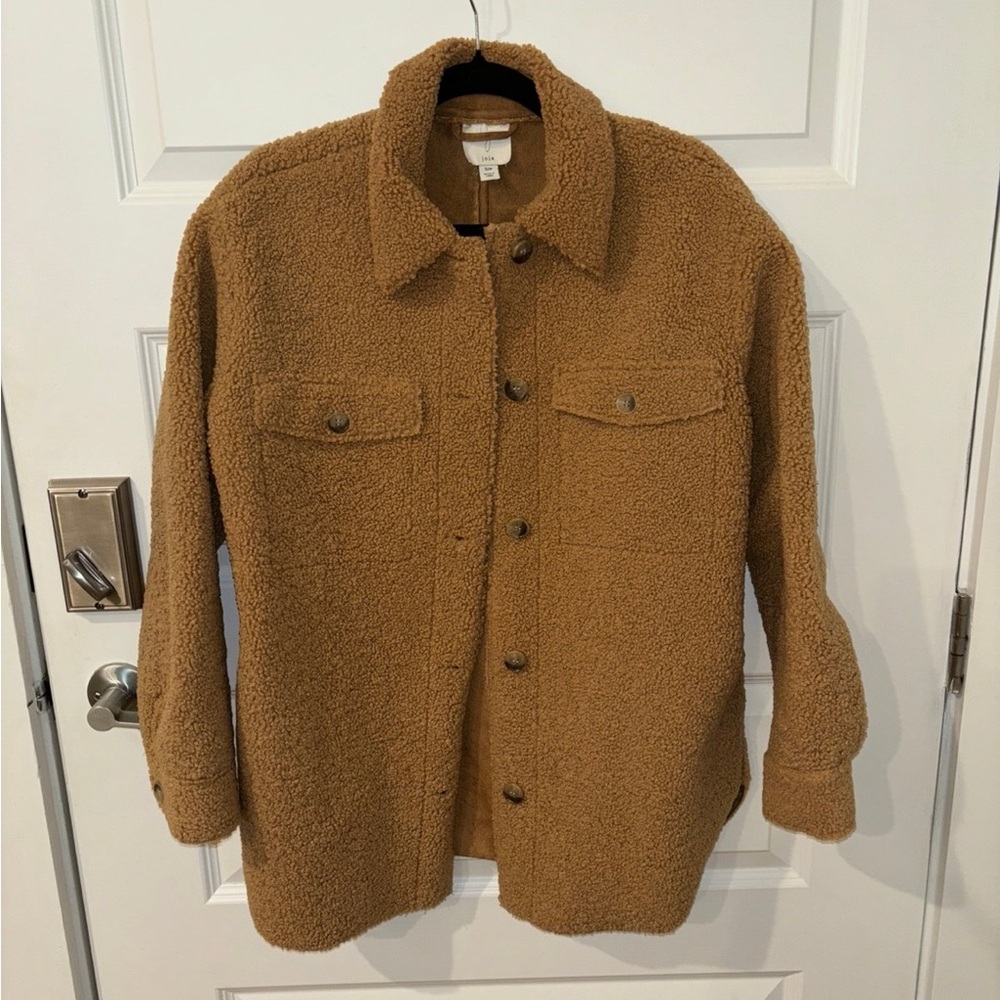 Joie Sherpa Fall Teddy Jacket Small Button Down Small Tan Brown